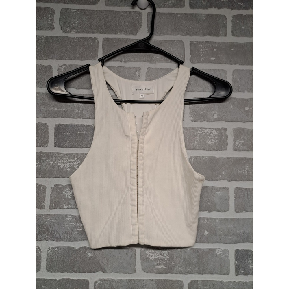 Privacy Please Revolve Polly Top‎ XS White Crop Top Racer Back
